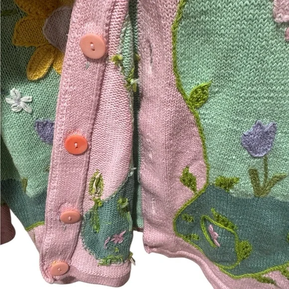 STORYBOOK KNITS Vintage Floral Embroidered Cardigan Sweater - Picture 9 of 10